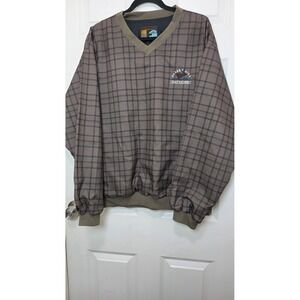 Forrester's Windshirt Mens Large Brown Plaid Desert Aire Golf Course Pullover